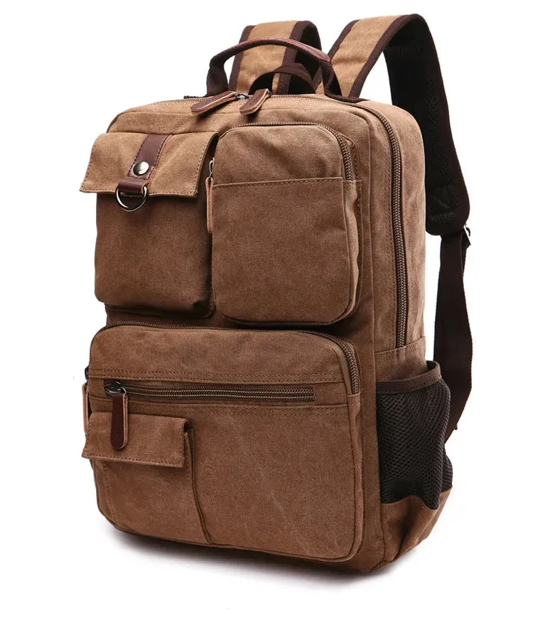 sac à dos multipoches en toile de style rétro