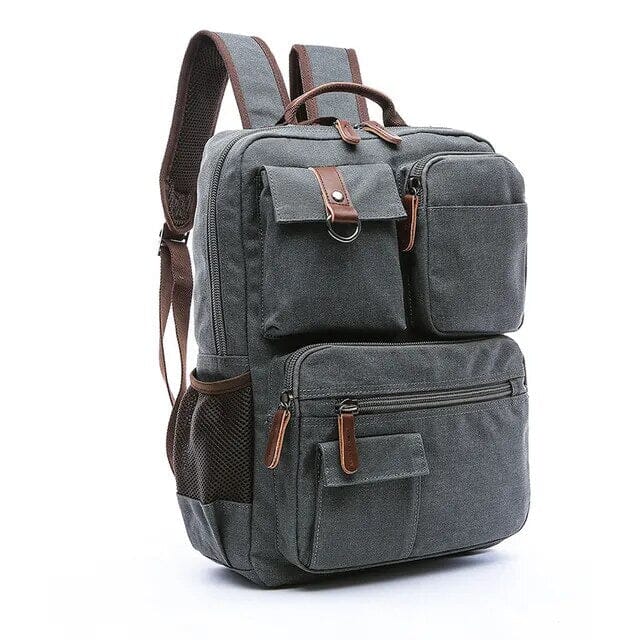 sac à dos vintage avec rangement multiple en toile