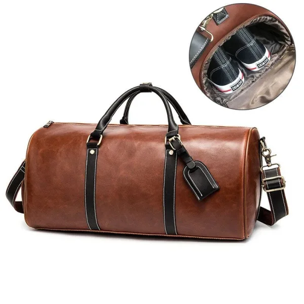 Sac de Voyage avec Range Chaussures Vintage à Bandoulière