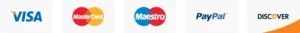 Paiement sécurisé Visa Mastercard Maestro PayPal Discover